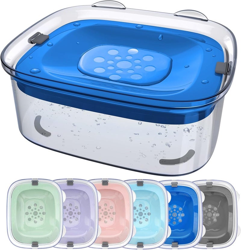 AONKEY 3L Dog Water Bowl No Spill, 101oz Large Spill Proof Dog Bowl Reduce Refill, Anti Splash No Mess Dispenser Dripless Slow Drinking Water Bowl for Sloppy Messy Drinkers (Navy Blue) - Image 1